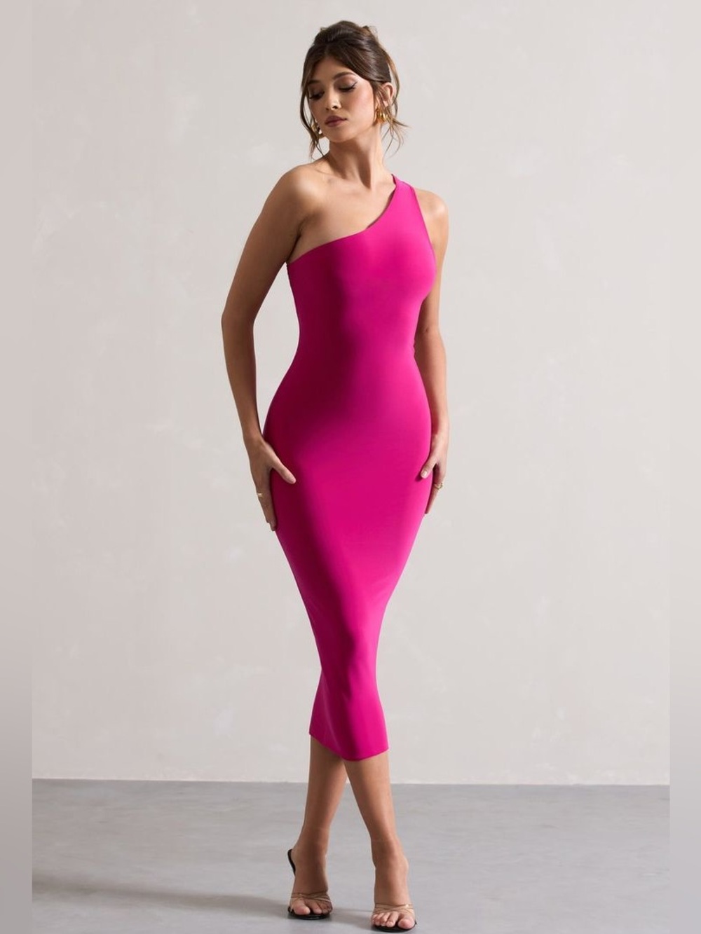 Diane Von Furstenberg | Ribbon Pink Knit One Shoulder Dress Small